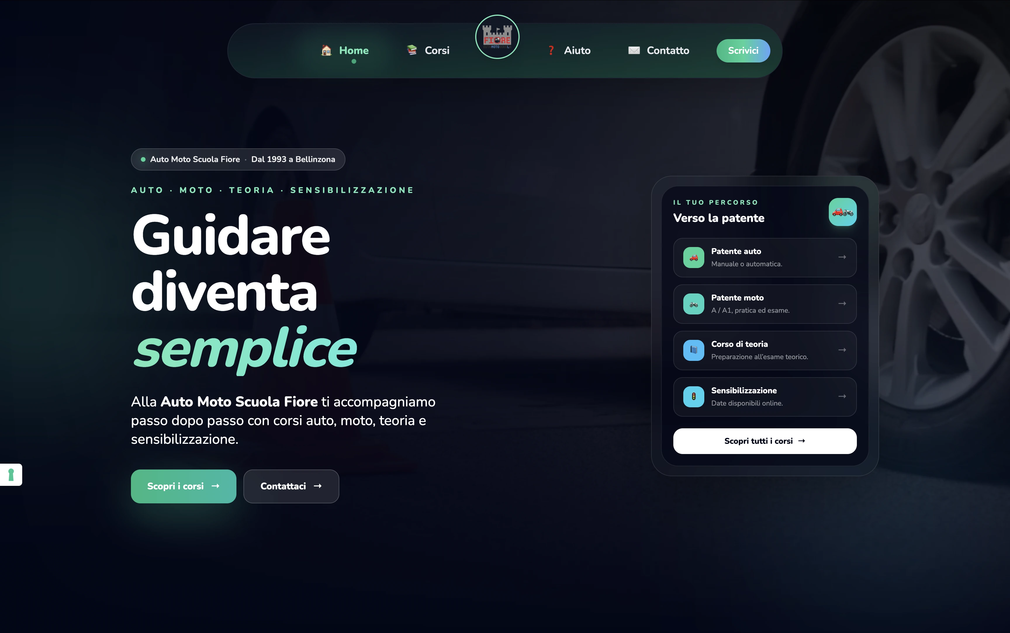 Autoscuola Fiore desktop website preview