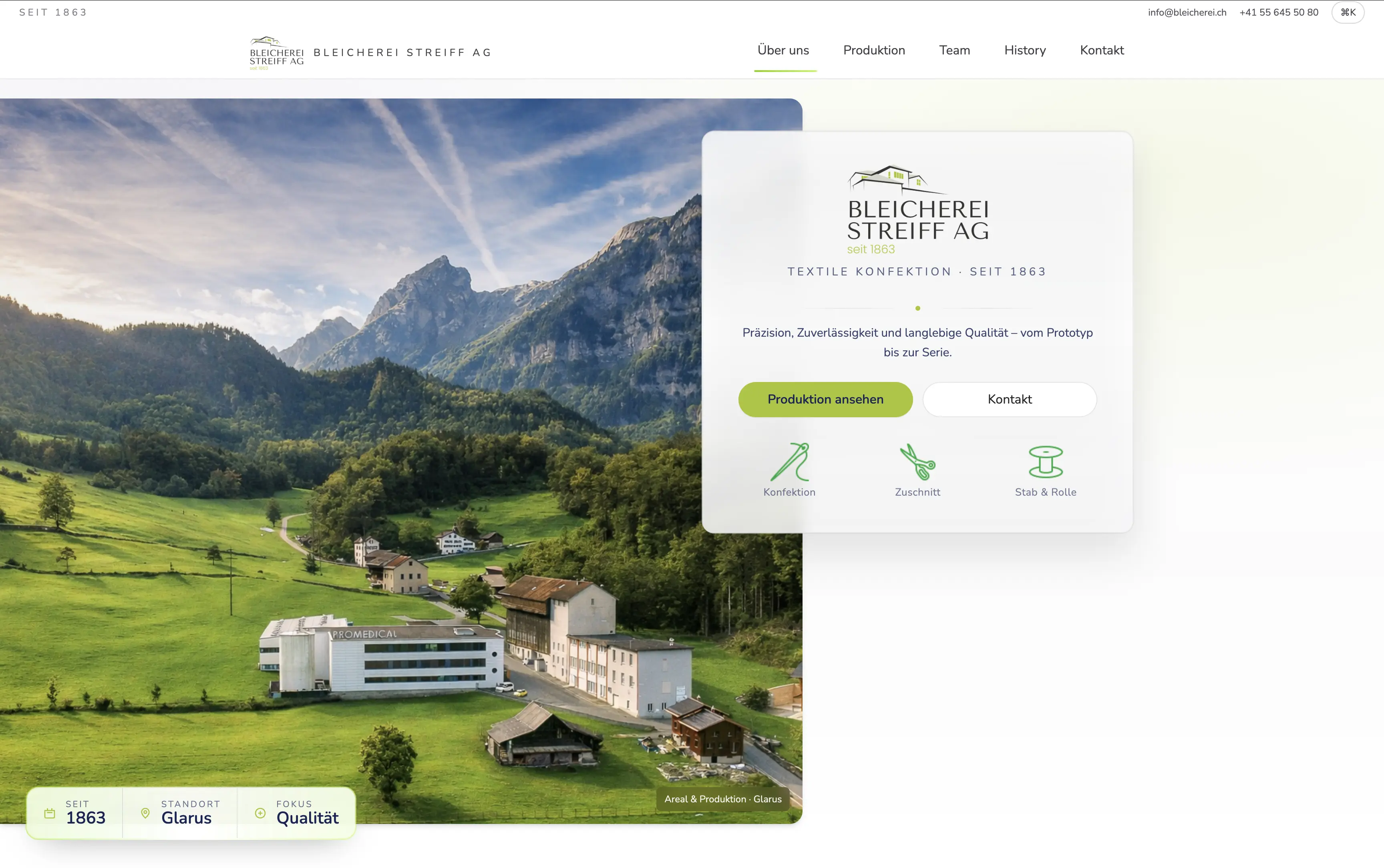 Bleicherei Streiff AG desktop website preview