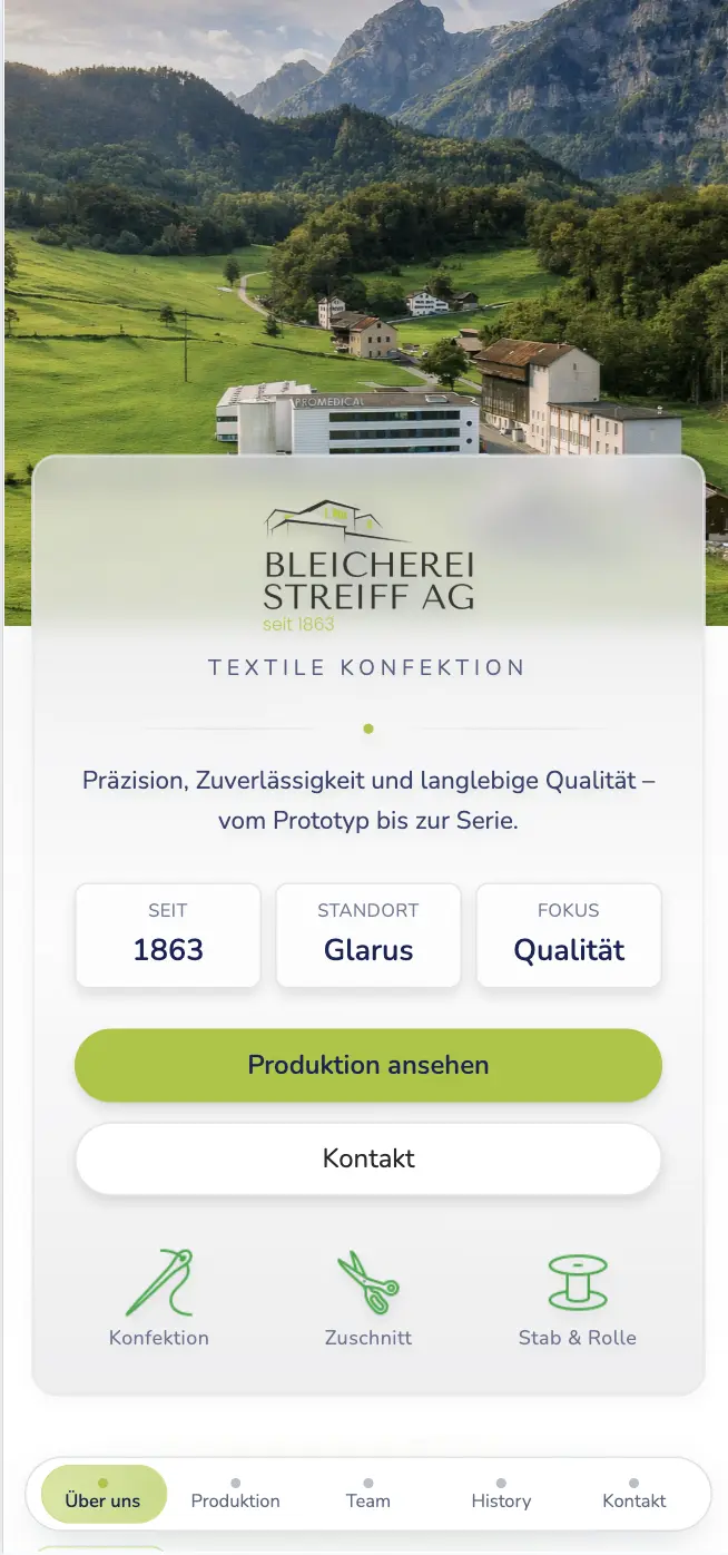 Bleicherei Streiff AG mobile website preview